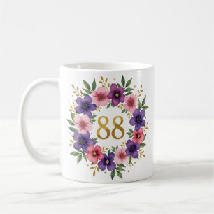 88ème Anniversaire Mug - Couronne florale avec num