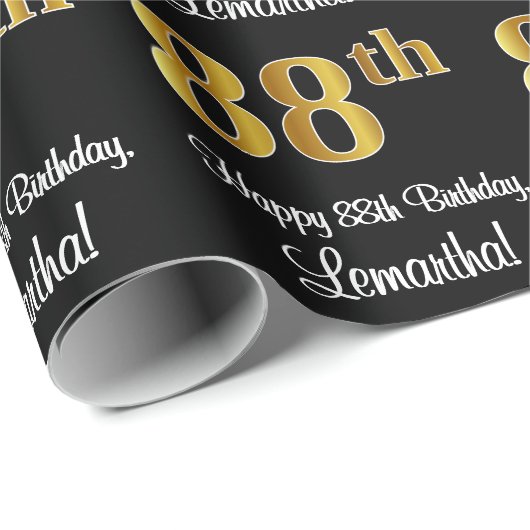 88ste verjaardag: Elegante luxe Faux Gold look # Cadeaupapier (Rol Hoek)