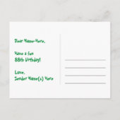 88ste verjaardag: Leuk harten patroon, Regenboog 8 Briefkaart (Achterkant)