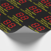 88ste verjaardag: Red Digital Clock Style "88" + n Cadeaupapier (Hoek)
