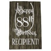 88th Birthday: Fancy, Faux Wood Look + Custom Name Medium Cadeauzakje (Voorkant)