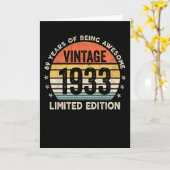 89 jaar Geweldige Vintage 1933 Kaart (Gele Bloem)