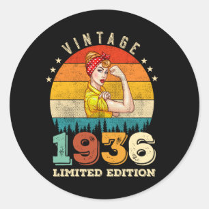 89 jaar oude Bday 1936 Vintage 89ste verjaardag vr Ronde Sticker