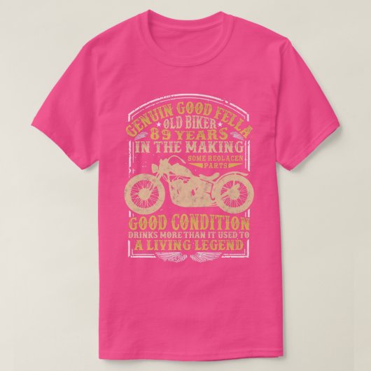 89 jaar oude Biker Birthday Classic motor T-shirt (Design voorkant)