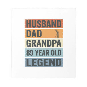 89-jarige echtgenoot vader opa legende T-shirt_1 Notitieblok
