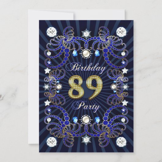 89e anniversaire invitation de fête avec des masse (Devant)