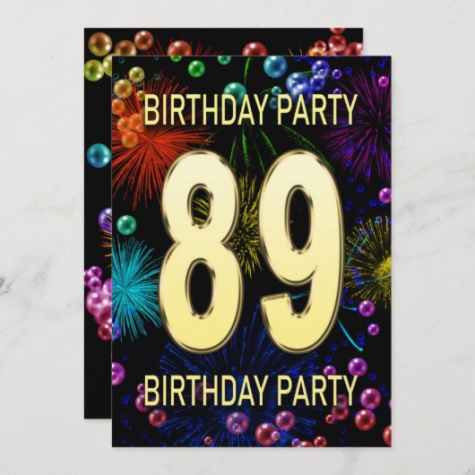 89e anniversaire Invitation fête feux d'artifice (Devant / Derrière)
