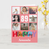 89e Joyeux Anniversaire Photo Collage Carte rose m (Fleur jaune)