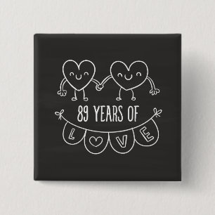 89e Jubileum Gift Chalk Hearts Vierkante Button 5,1 Cm