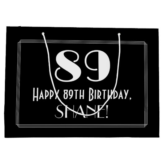 89e verjaardag: Art Deco geïnspireerde stijl "89", Groot Cadeauzakje (Achterkant)