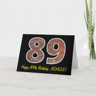 89e verjaardag - bakstenen muurpatroon "89" w / na kaart