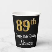 89e verjaardag - Elegante luxe Faux Gold look # Papieren Bekers (Achterkant)
