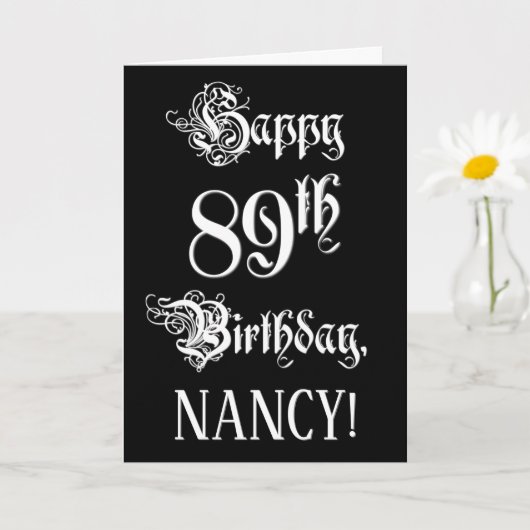 89e verjaardag: Fancy, elegant script + aangepaste Kaart (Kleine Plant)