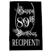 89e verjaardag: Fancy, elegant script + aangepaste Medium Cadeauzakje (Voorkant)