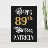 89e verjaardag — Fancy script; Faux Gold Kijk; naa Kaart (Voorkant)