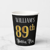 89e verjaardag — Fancy script, Faux Gold look Papieren Bekers (Achterkant)