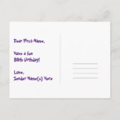 89e verjaardag: Fun Hearts-patroon, Regenboog 89 Briefkaart (Achterkant)