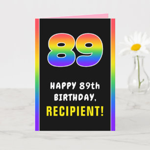 89e verjaardag: Kleurrijke Regenboog # 89, Aangepa Kaart
