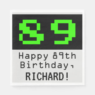 89e verjaardag - Nerdy / Geeky Style "89" & naam Servet