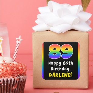 89e verjaardag: Regenboogspectrum # 89, Aangepaste Vierkante Sticker
