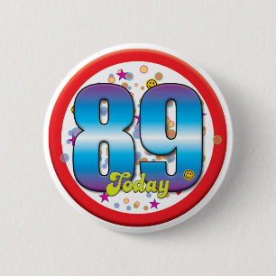 89e verjaardag vandaag v2 ronde button 5,7 cm