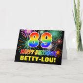 89e verjaardag: Vet, Plezier, Vuurwerk, Regenboog Kaart (Voorkant)