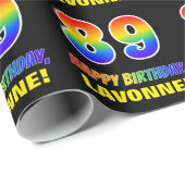89e verjaardag: Vet, Vun, Eenvoudig, Regenboog 89 Cadeaupapier (Rol Hoek)