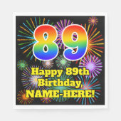 89e verjaardag: Vuurwerk Fun Pattern + Regenboog 8 Servet (Voorkant)