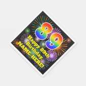89e verjaardag: Vuurwerk Fun Pattern + Regenboog 8 Servet (Hoek)