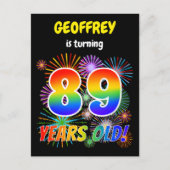 89ste verjaardag - Leuk vuurwerk, Regenboog look " Briefkaart (Voorkant)
