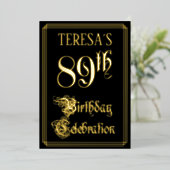 89ste verjaardagsfeest — Fantasievol script & aang Folie Uitnodiging (Staand Voorkant)