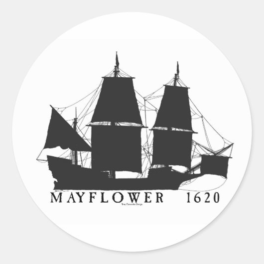 8 1620 Mayflower Ronde Sticker (Voorkant)