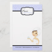 8,5-inch x 5,5-inch Briefpapier vellen - Blue Dama (Voorkant / Achterkant)