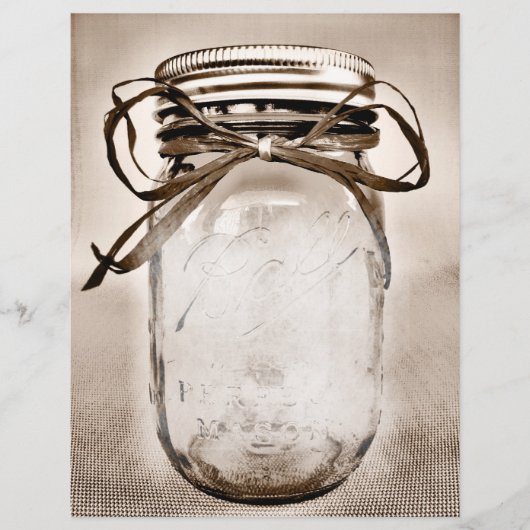 8,5 x 11 Rustic Country Mason Jar Papier blanc (Devant)