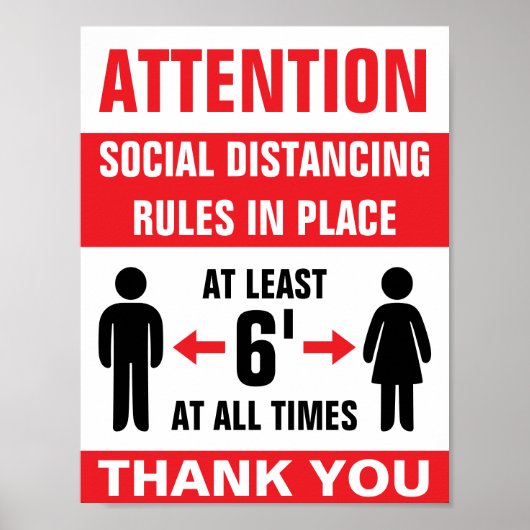 8.5" X 11" Social Distancing Rule Business Poster (Devant)