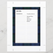 8,5" x 6" Receptkaart - Tartan Dark Watch Patroon