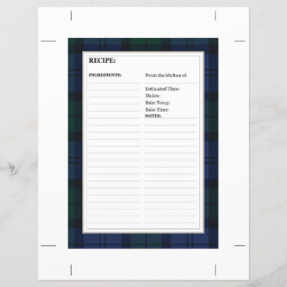 8,5" x 6" Receptkaart - Tartan Dark Watch Patroon