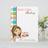 8.5x11 Bakkerij Brunette Baker Cup Kakes Letter He Briefhoofd Sjabloon (Staand voorkant)