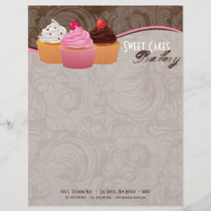 8.5x11 Cakes Bakery Sweet Tres Letter Head Briefhoofd Sjabloon