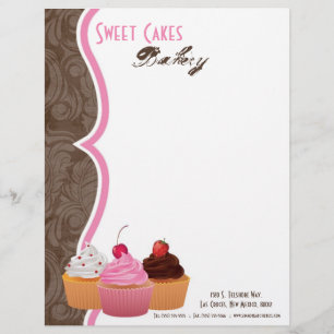 8.5x11 Cup Cakes Bakkerij Sweet Treats Letter Head Briefhoofd