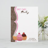 8.5x11 Cup Cakes Bakkerij Sweet Treats Letter Head Briefhoofd (Staand voorkant)