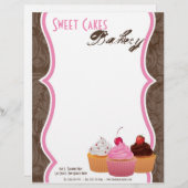8.5x11 Cup Cakes Bakkerij Sweet Treats Letter Head Custom Briefhoofd (Voorkant / Achterkant)