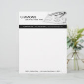 8.5x11 Zwart Architectonisch Blauw Print Letter He Briefhoofd (Staand voorkant)