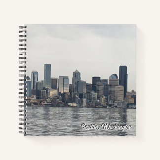 8.5X8.5 Carnet spiral - skyline de Seattle, WA.