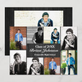 8/9 Photos Bois gris - Faire-part de graduation (Devant / Derrière)