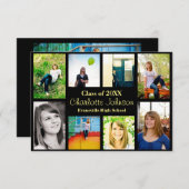 8/9 Photos Noir - 3x5 Faire-part de graduation (Devant / Derrière)