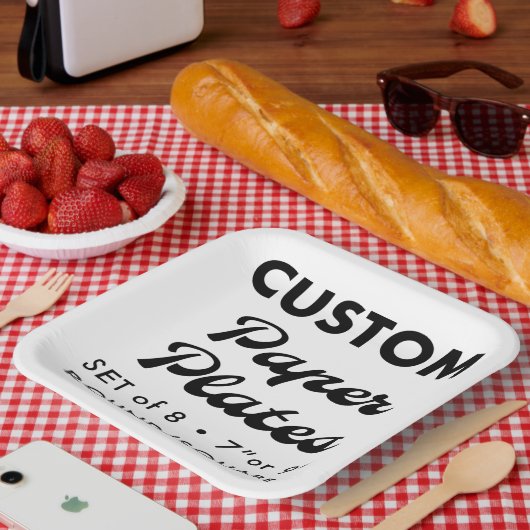8 Aangepaste Gepersonaliseerde BBQ 9" Vierkant Pap Papieren Bordje (Picknick)