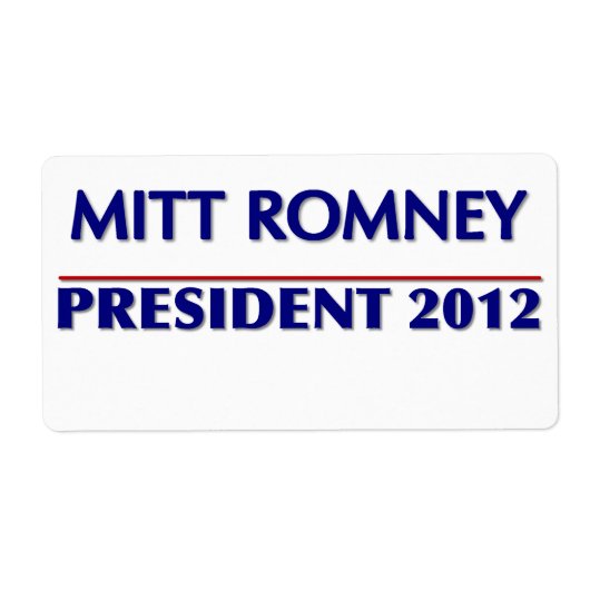 8 Aangepaste grote labels per vel Mitt Romney (Voorkant)