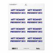 8 Aangepaste grote labels per vel Mitt Romney (Full Sheet)