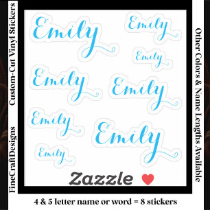 8 Aangepaste naam woord, 4-5 letters Elegant Schri Sticker
